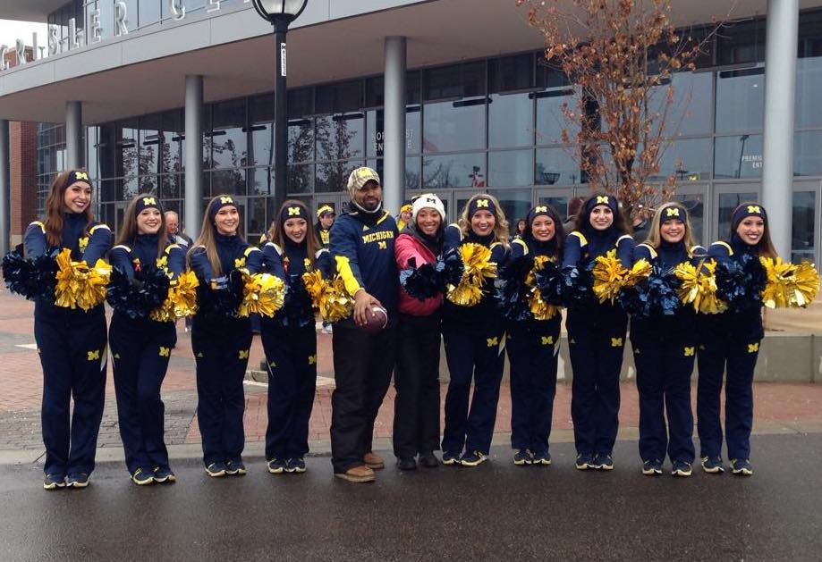 Brian and Angie with University of Michigan Cheerleaders